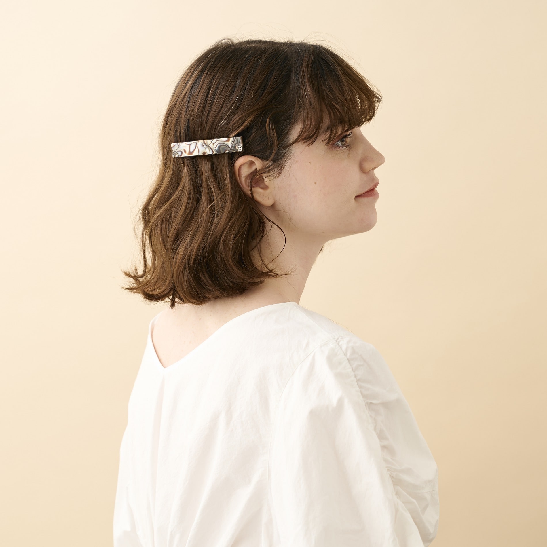 セーター用のバレッタ ④ ブラウン×パール - ヘアアクセサリー