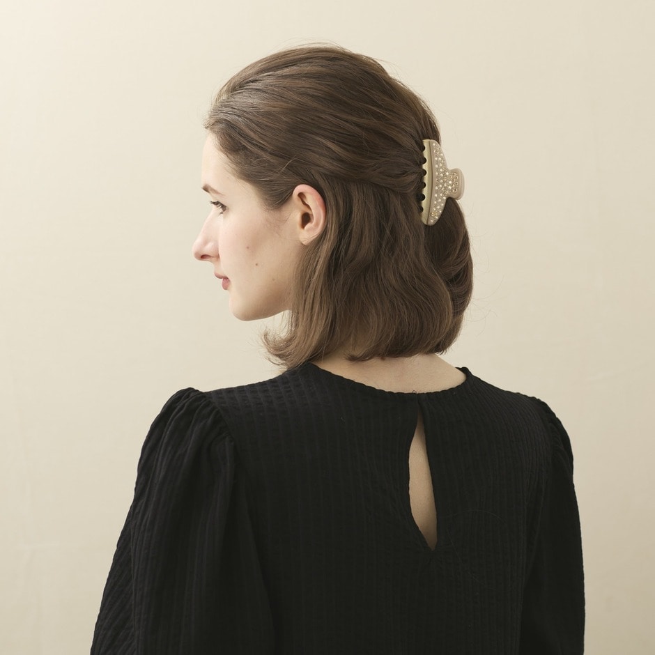 新品　ALEXANDRE DE PARIS ヘアクリップ M ゴールド　ベージュ