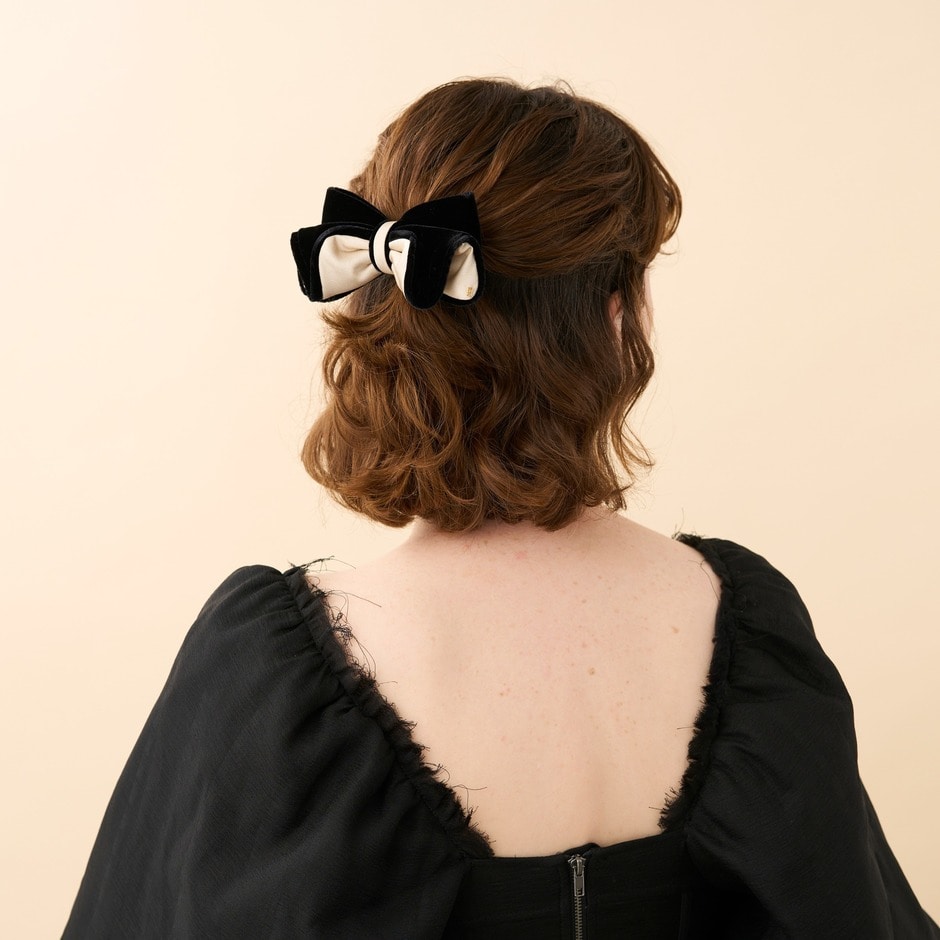 バレッタ (8 cm) 詳細画像 ブラックxベージュ(S) 4